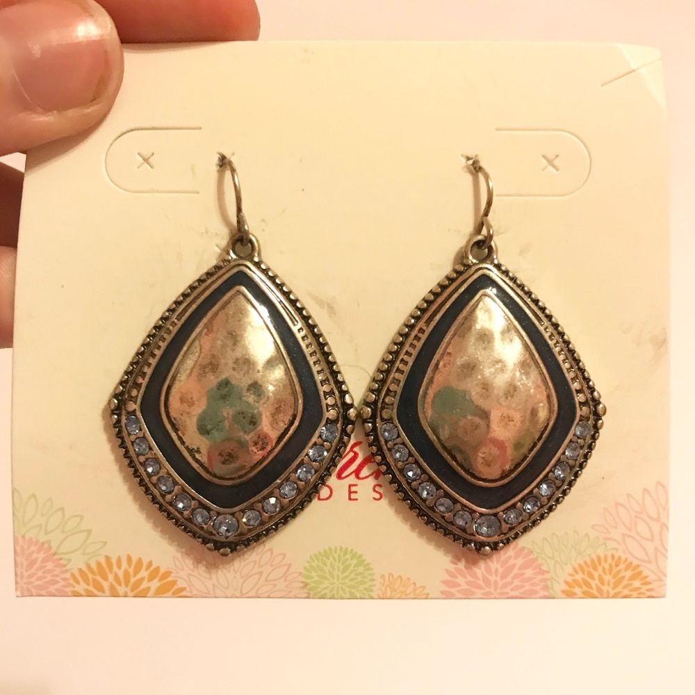 Premier Designs Silver And Blue Stone Earrings